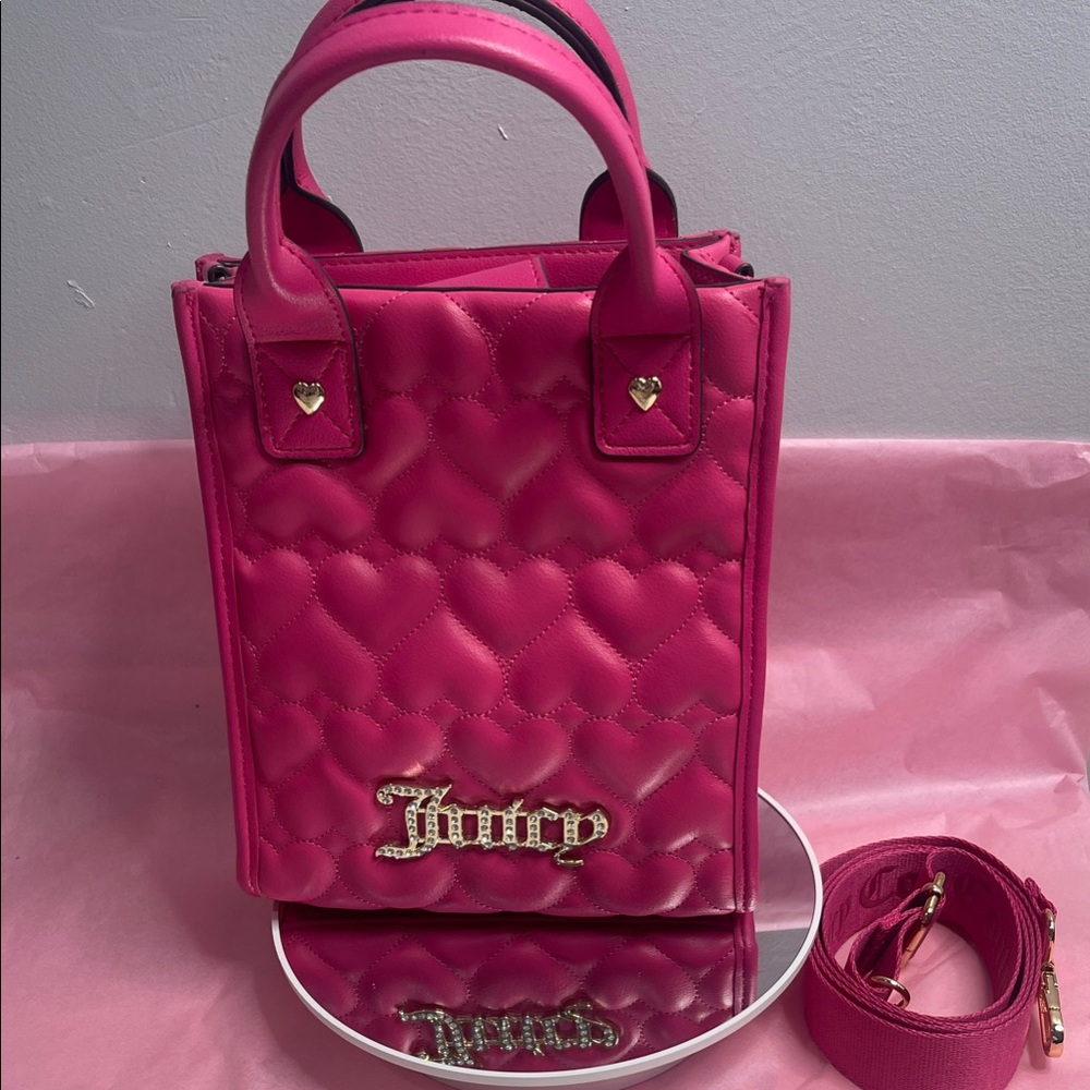 Juicy Couture Fuchsia Heart Quilted Mini Bag